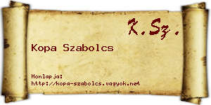 Kopa Szabolcs névjegykártya